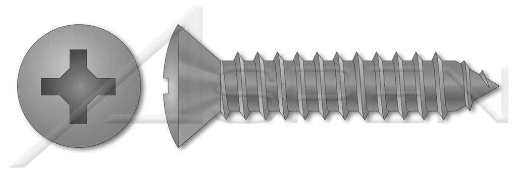(3500 pcs) #10 X 2, Self-Tapping Sheet Metal Screws, Type AB, Oval Phillips Drive, Steel, Plain