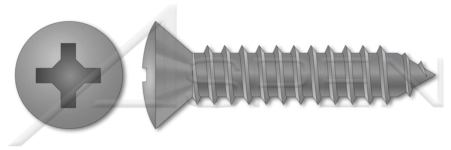 (3500 pcs) #10 X 2, Self-Tapping Sheet Metal Screws, Type AB, Oval Phillips Drive, Steel, Plain