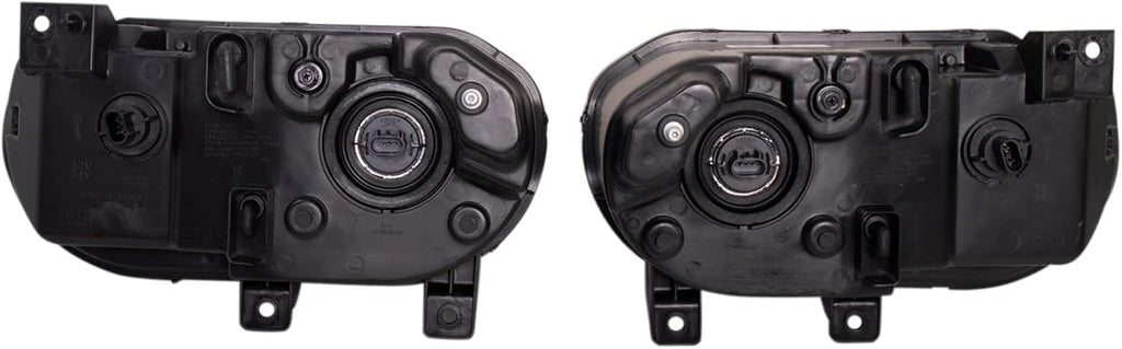 TRQ Driver and Passenger Side Headlight Assembly Set Black Housing Clear Lens Compatible with 08-14 Dodge Challenger Halogen Only