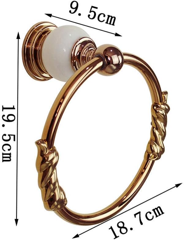 Towel Racks Bath Towel Ring Holder Wall Mounted Bathroom Brass Towel with Beautiful Jade Inlay,for Bathroom Storage