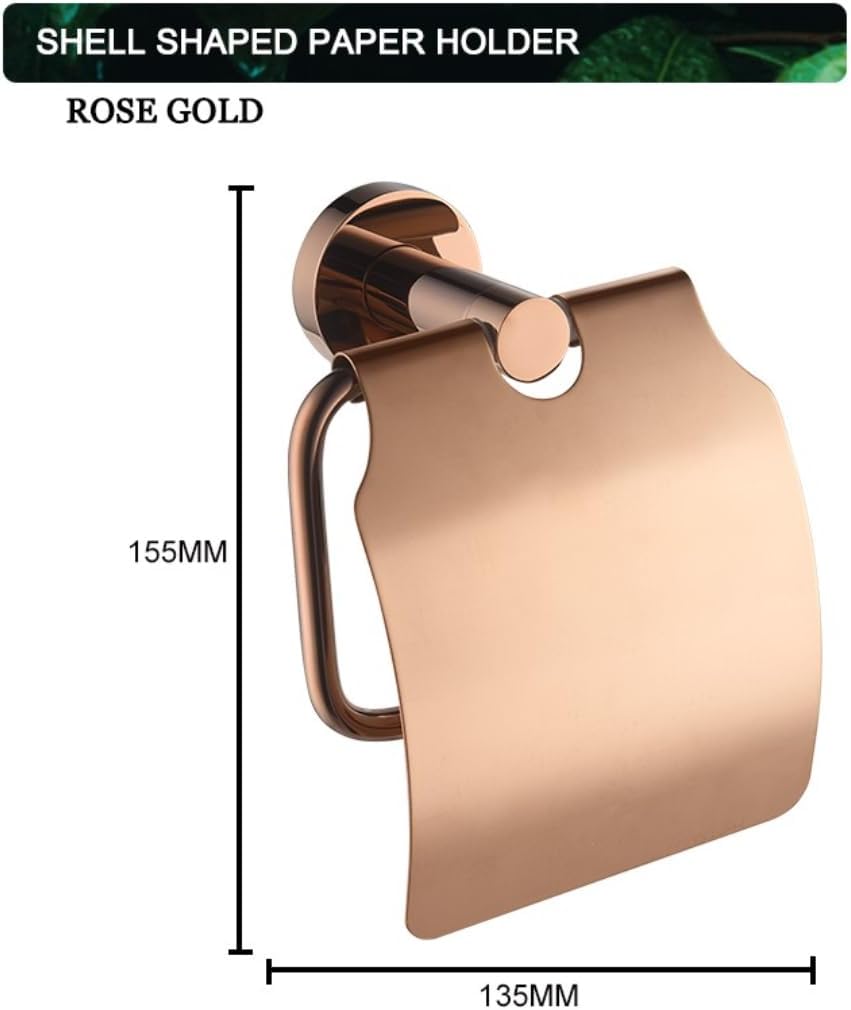 Rose Gold 304 Stainless Steel Wall-Plated Towel Stick Toilet Bathroom Robe Soap Dishwasher Hand Bathroom Set(Covered Paper Holder)