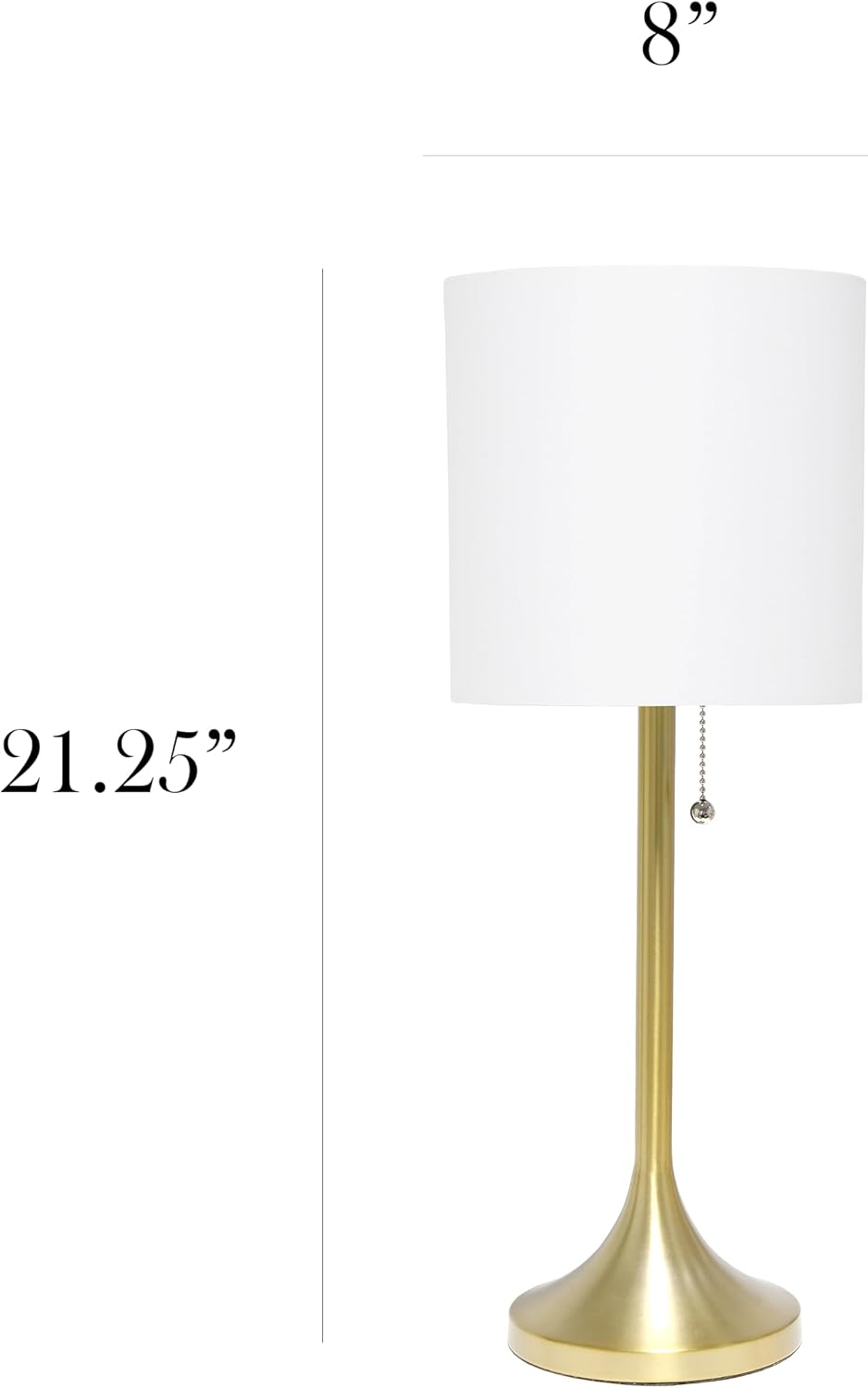 Simple Designs LT1076-GDW Tapered Fabric Drum Shade Table Lamp, Gold and White - (Pack of 4)
