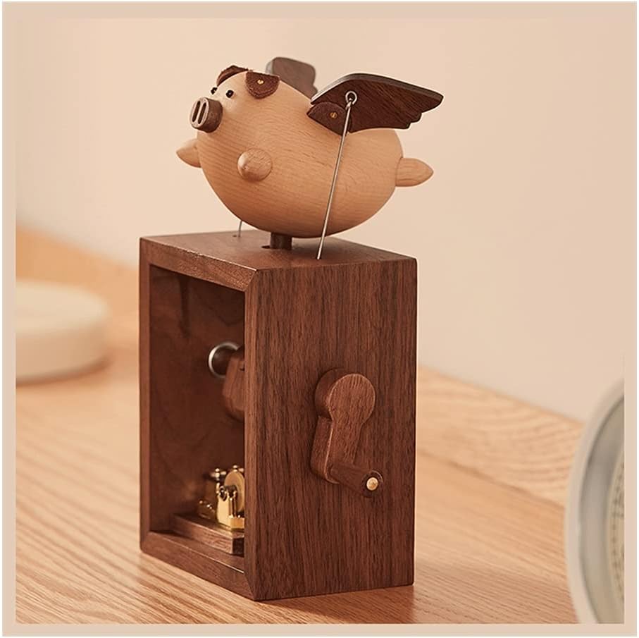 Music Box Wooden Musical Box Handmade Hand-cranked Music Boxs Sky City to Send Children's Friends Birthday Festival Gifts (Size : A)