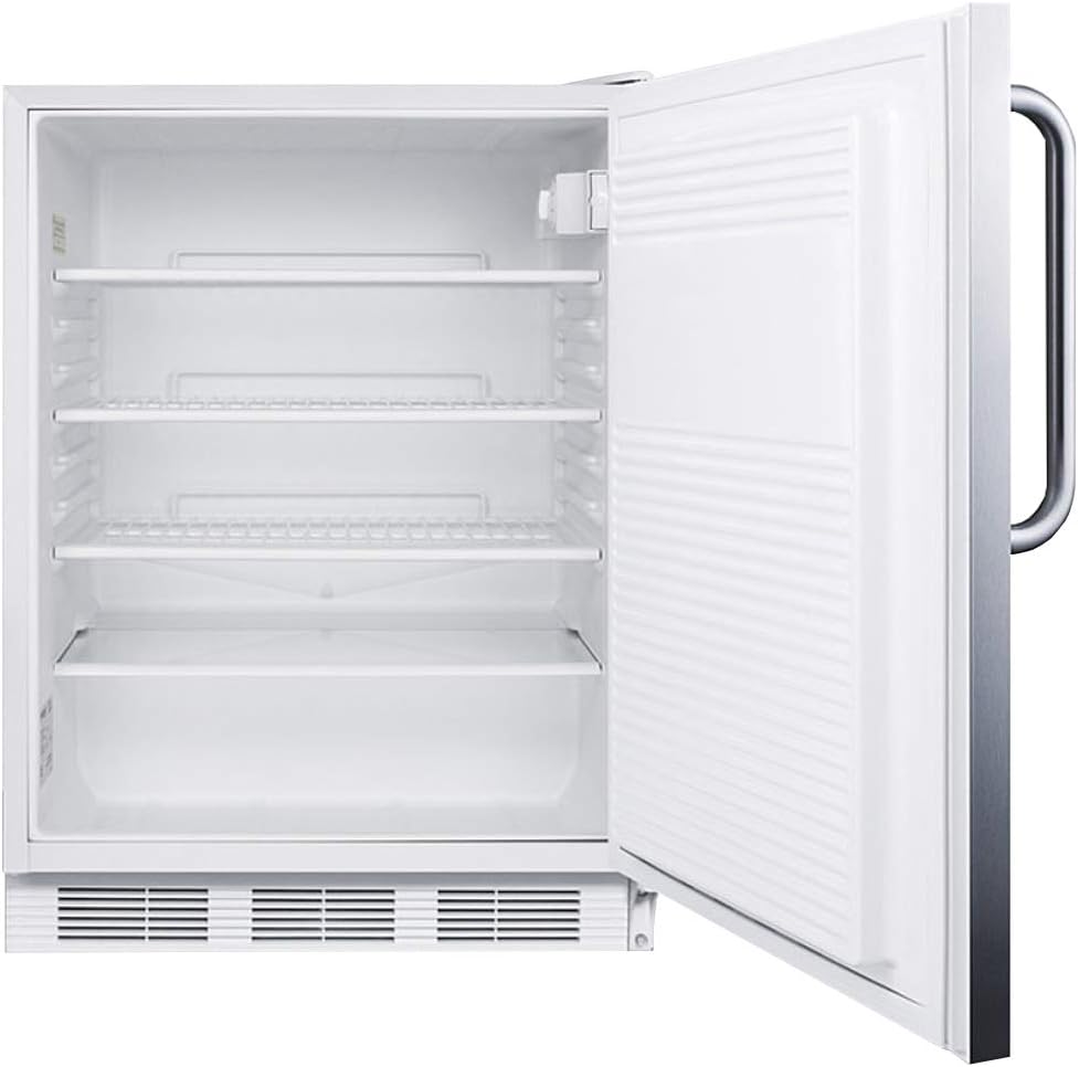 Summit Appliance FF7LWCSSADA Accucold Built-In Undercounter All-Refrigerator, 24' Wide, ADA Compliant, 5.5 cu.ft. Storage Capacity, Factory Installed Lock, Automatic Defrost, Towel Bar Handle