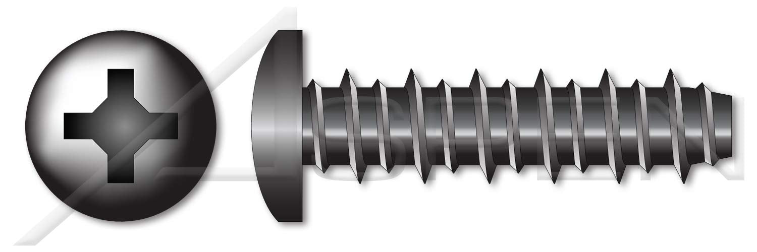 (5000 pcs) #12-16 X 3/4', Hi-Lo Self-Tapping Sheet Metal Screws, Pan Phillips Drive, Full Thread, Steel, Black Zinc
