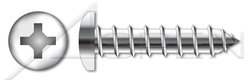 (1000 pcs) #10 X 2, Self-Tapping Sheet Metal Screws, Type A, Pan Phillips Drive, Stainless Steel