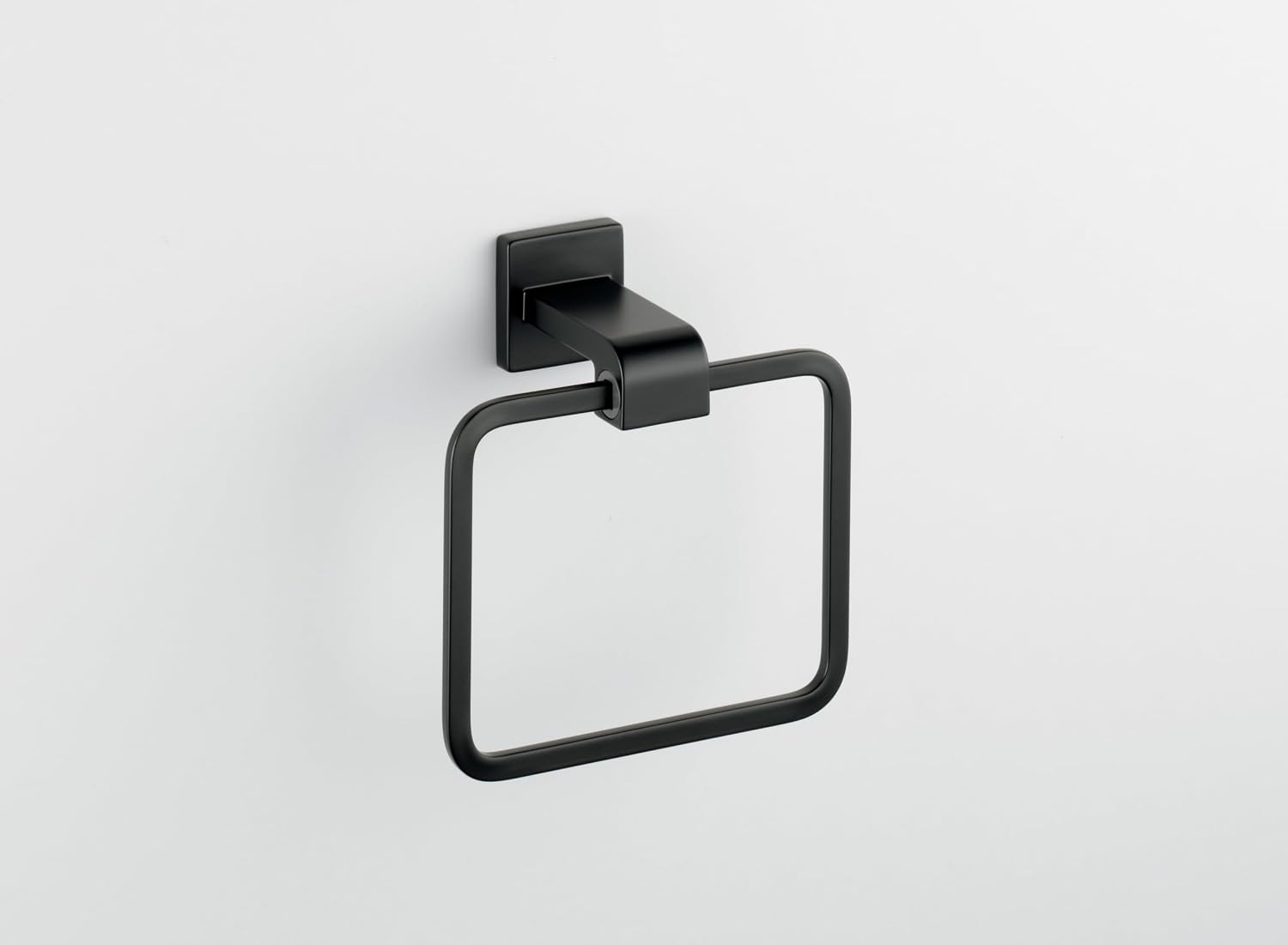 Delta Ara Matte Black Bath Hardware Accessory Bundle - Square Closed Towel Ring and Open Square Toilet Paper Holder
