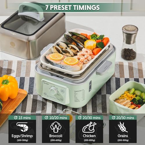BUYDEEM G52 10.6 Quart Electric Food Steamer Bundle with CT1004 Ceramic Plate, White