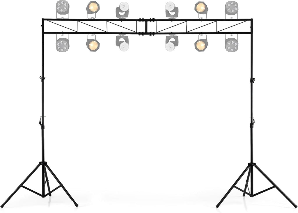 S AFSTAR Lighting Truss Stand System, Heavy Duty DJ Light Stand with 2 Folding Tripods & 12 Mounting Points, Height Adjustable Light Hanging Kit for Music Gear, Stage, Wedding & Concert