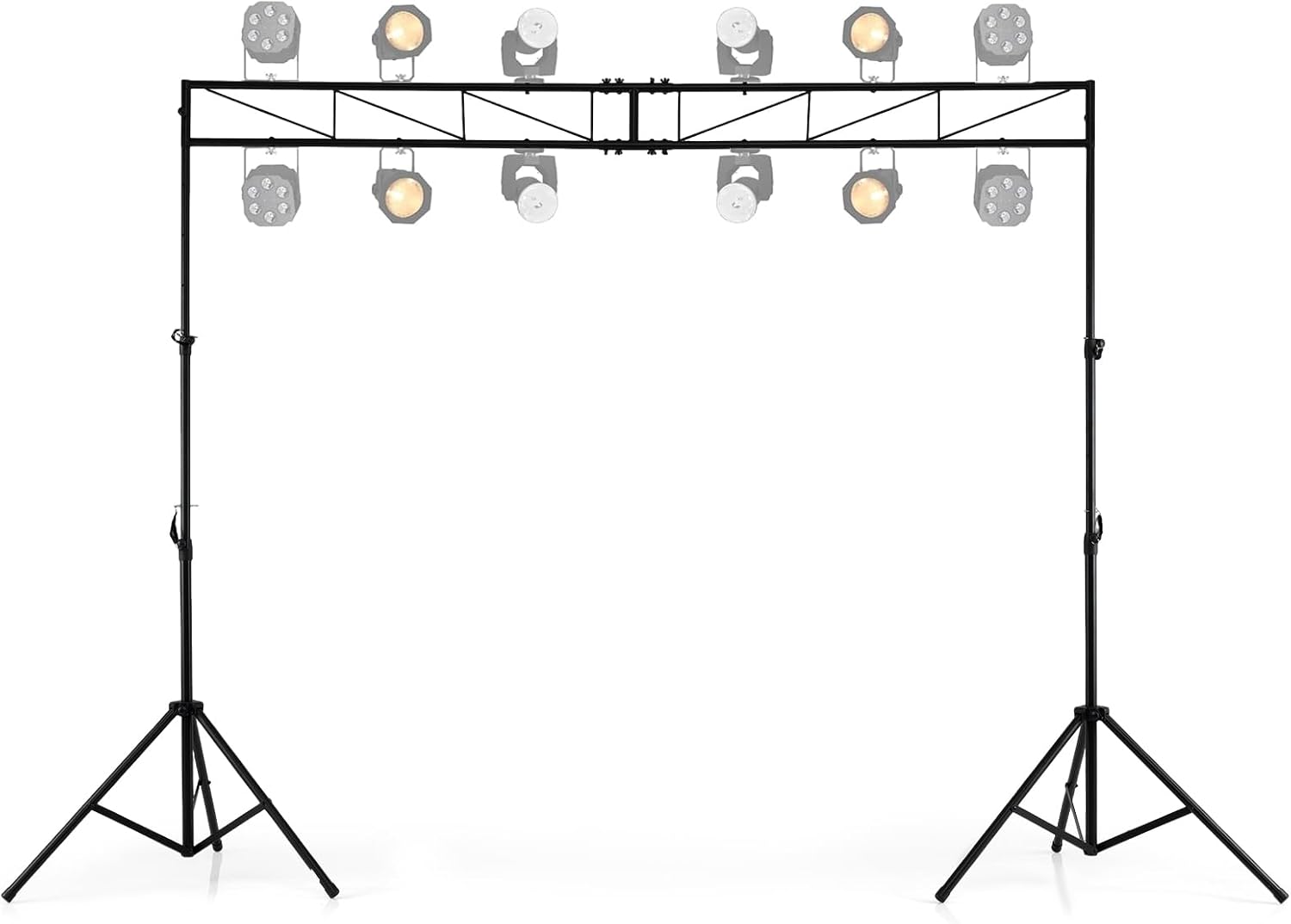 S AFSTAR Lighting Truss Stand System, Heavy Duty DJ Light Stand with 2 Folding Tripods & 12 Mounting Points, Height Adjustable Light Hanging Kit for Music Gear, Stage, Wedding & Concert