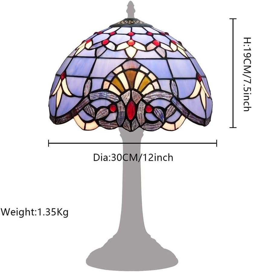 Lamp Shade Replacement Only 12 Inch Blue Baroque Stained Glass Ceiling Light Vintage Art Deco For Table Lamps Floor Pendant