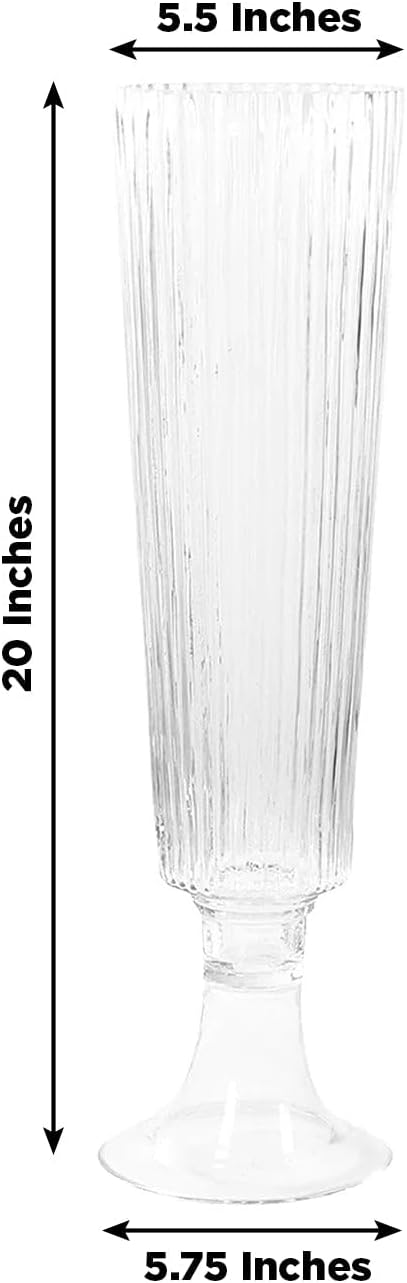 Efavormart 4-Pack Glass Design 20' Clear - Heavy Duty Floral Wedding Centerpieces