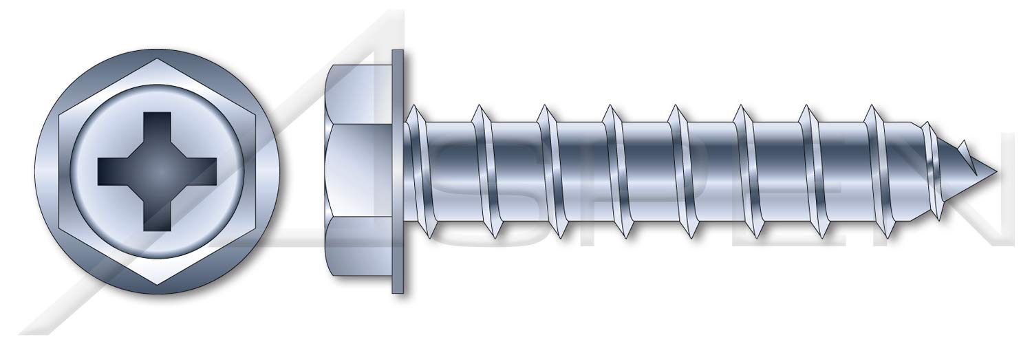 (1500 pcs) #10 X 2, Self-Tapping Sheet Metal Screws, Type A, Hex Indented Washer Phillips Drive, Steel, Zinc Plated
