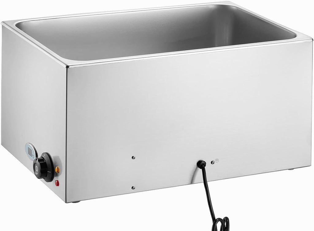 VEVOR Commercial Food Warmer 24QT Bain Marie 1200W Electric Buffet Steam Table - Countertop Stainless Steel for Wet or Dry Use - Parties, Catering and Restaurant