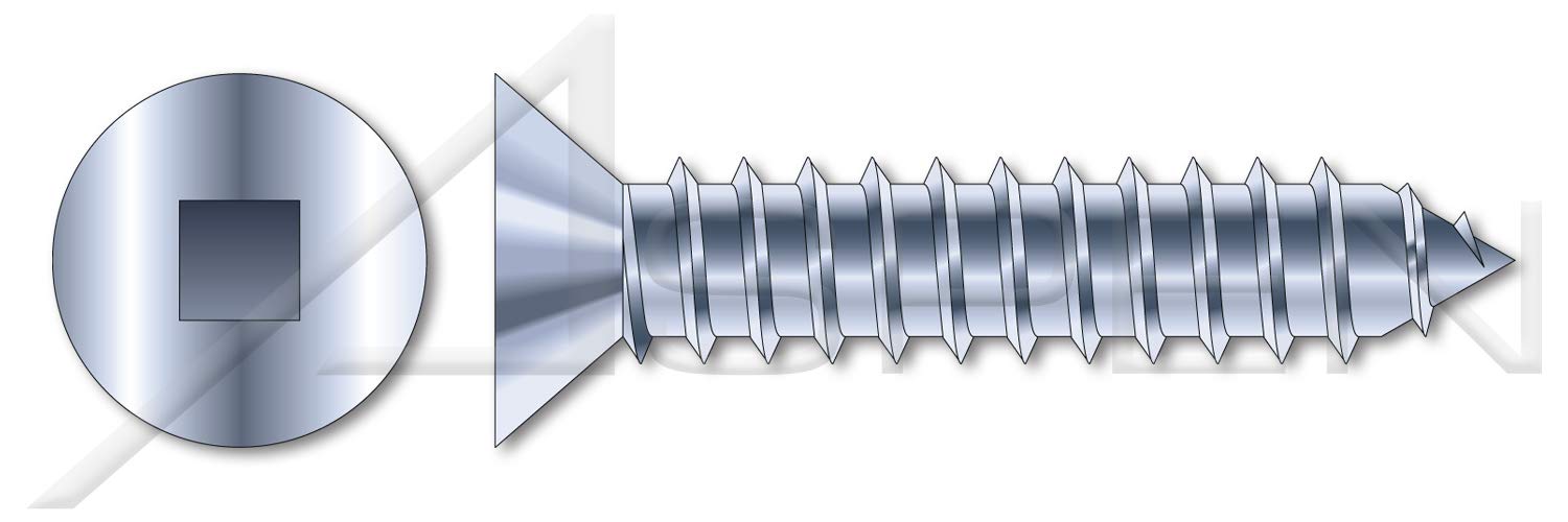 (2500 pcs) #10 X 2, Self-Tapping Sheet Metal Screws, Type AB, Flat Square Drive, Steel, Zinc Plated and Baked