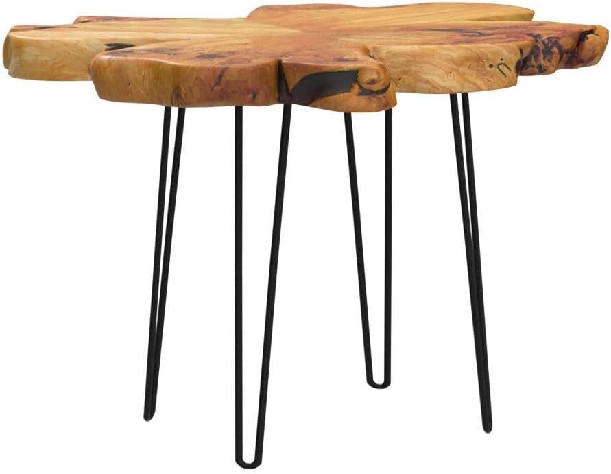 WELLAND Live Edge Cedar Coffee Table 32' W x 32' D x 20.5' H Rustic Round Table for Living Room, Patio, Bedroom, Home Office