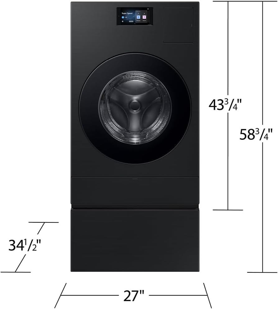 Samsung Bespoke AI Laundry Combo Pedestal with Storage Drawer, Brushed Black, WE702NB/US