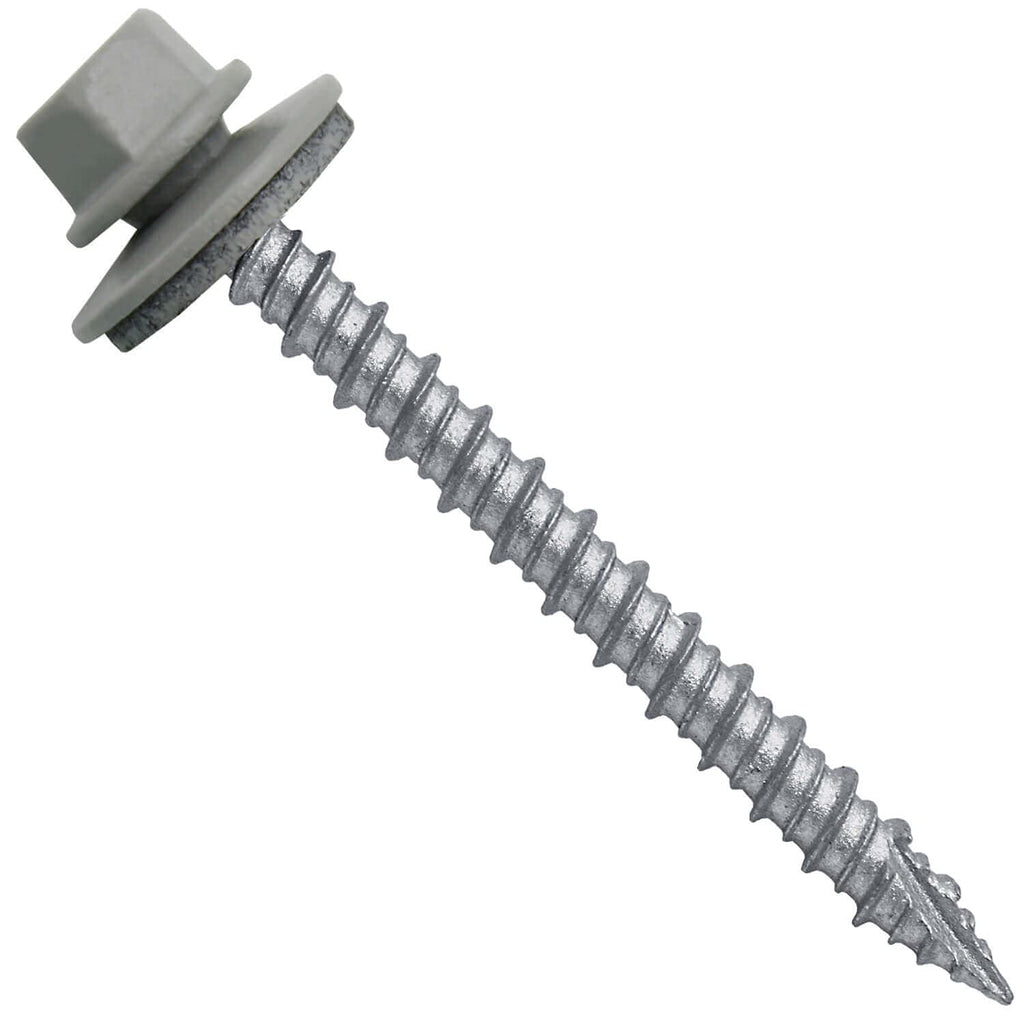 10 x 2 ABC Gray Metal Roofing Screws - Hex Washer Head- Self-Starting/Tapping - EPDM Washer. 1 x 250 Count Bag - 250 Screws