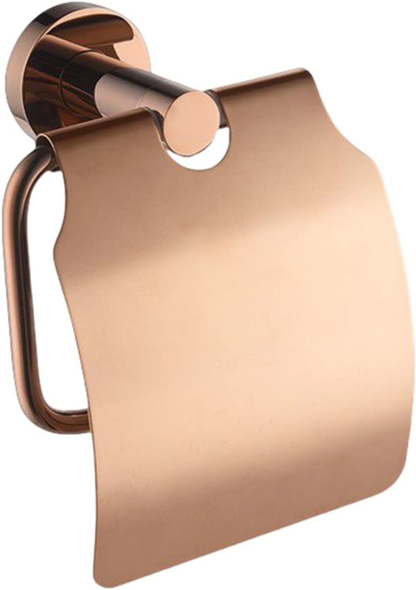 Rose Gold 304 Stainless Steel Wall-Plated Towel Stick Toilet Bathroom Robe Soap Dishwasher Hand Bathroom Set(Covered Paper Holder)
