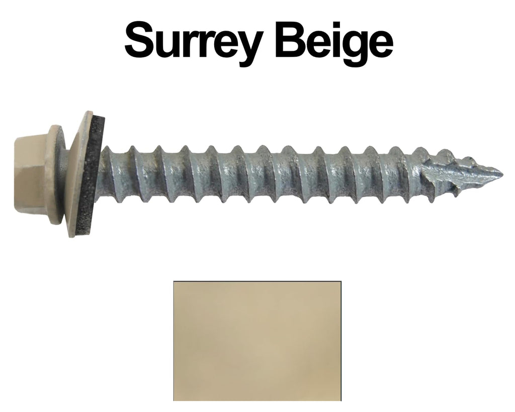 14x2 Metal Roofing Screws (Surrey Beige) (14X2 MRS CASE)