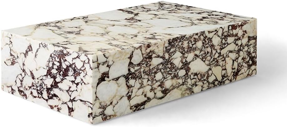 LITFAD Modern Style Coffee Table Marble Stone Side Table Rectangular Living Room Table Tea Table for Home Furniture, 39.5' L x 23.5' W x 12' H