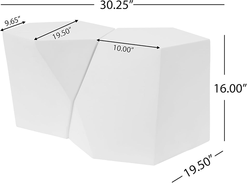 WILLIAMSPACE 30.25' White Nesting Coffee Table Set of 2, Modern Irregular Center Tables for Living Room, Magnesium Oxide Accent Side Table for Indoor & Outdoor, No Need Assembly (White)