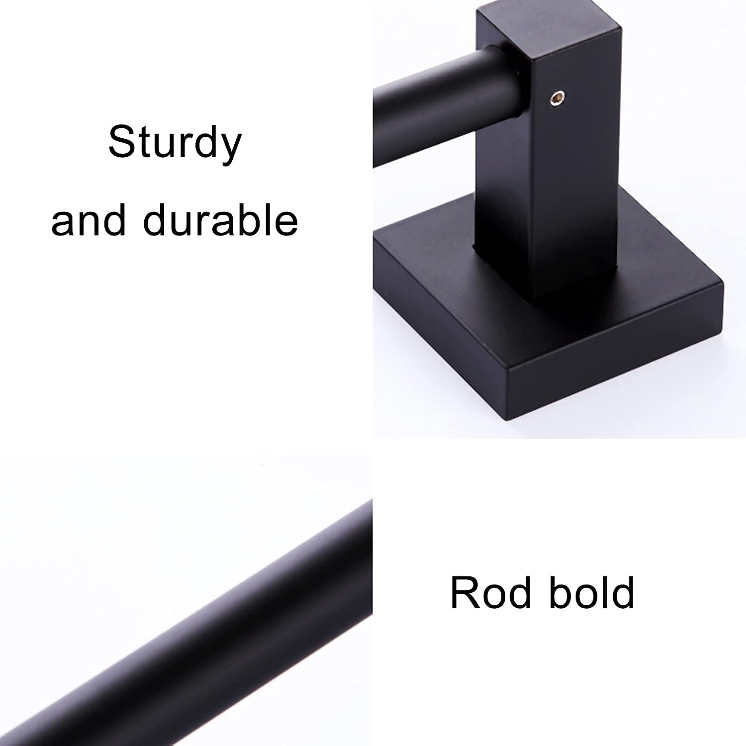 Towel Ring, Towel Rail for Bathroom, Bath Single Towel Rail,Square Aluminum Towel Bar Rail,Wall Mounted Towel Rod for Bathroom or Kitchen,Black 30cm-100cm/40cm (Size : 100cm)