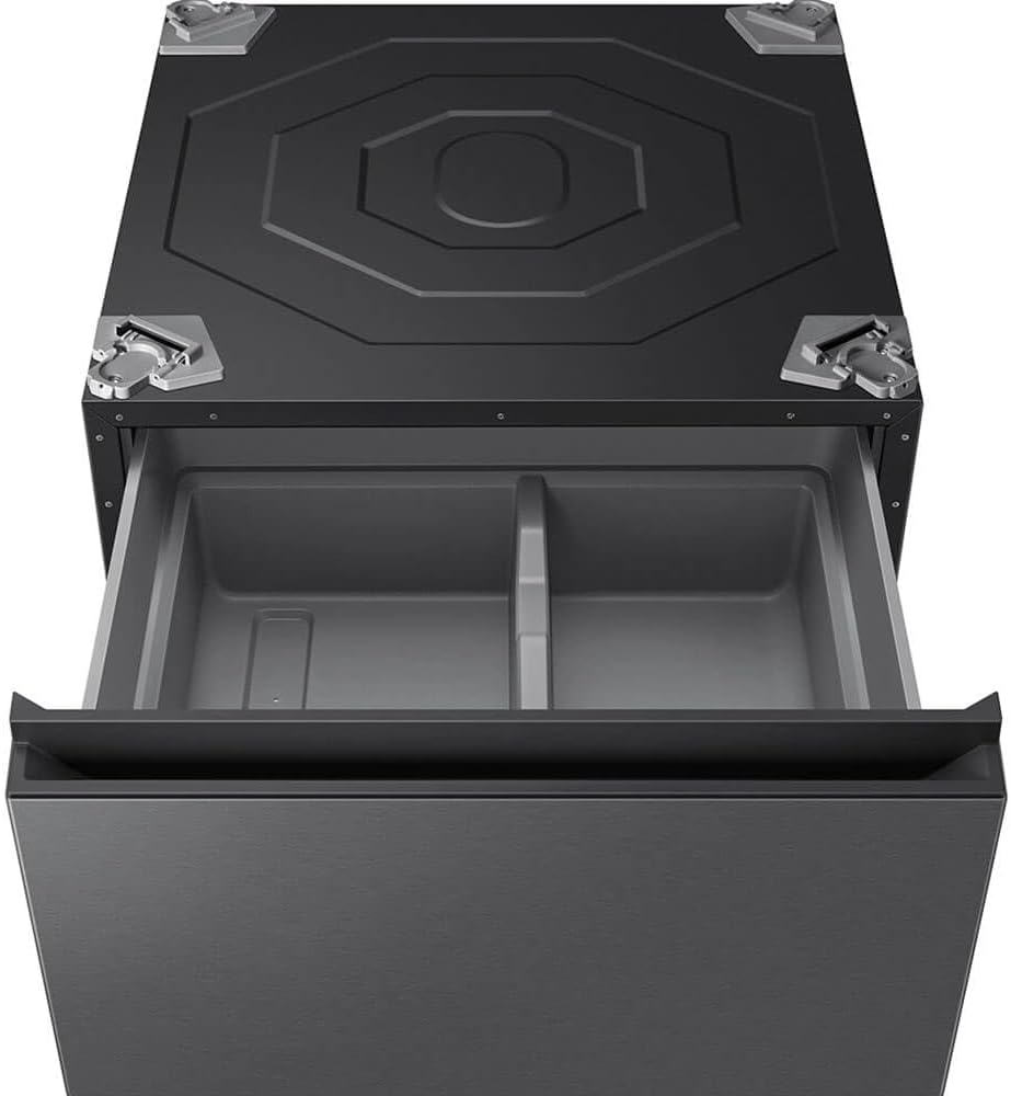 SAMSUNG Bespoke AI Laundry Comb Pedestal with Pull Out Storage Drawer, WE702NZ/US, Dark Steel