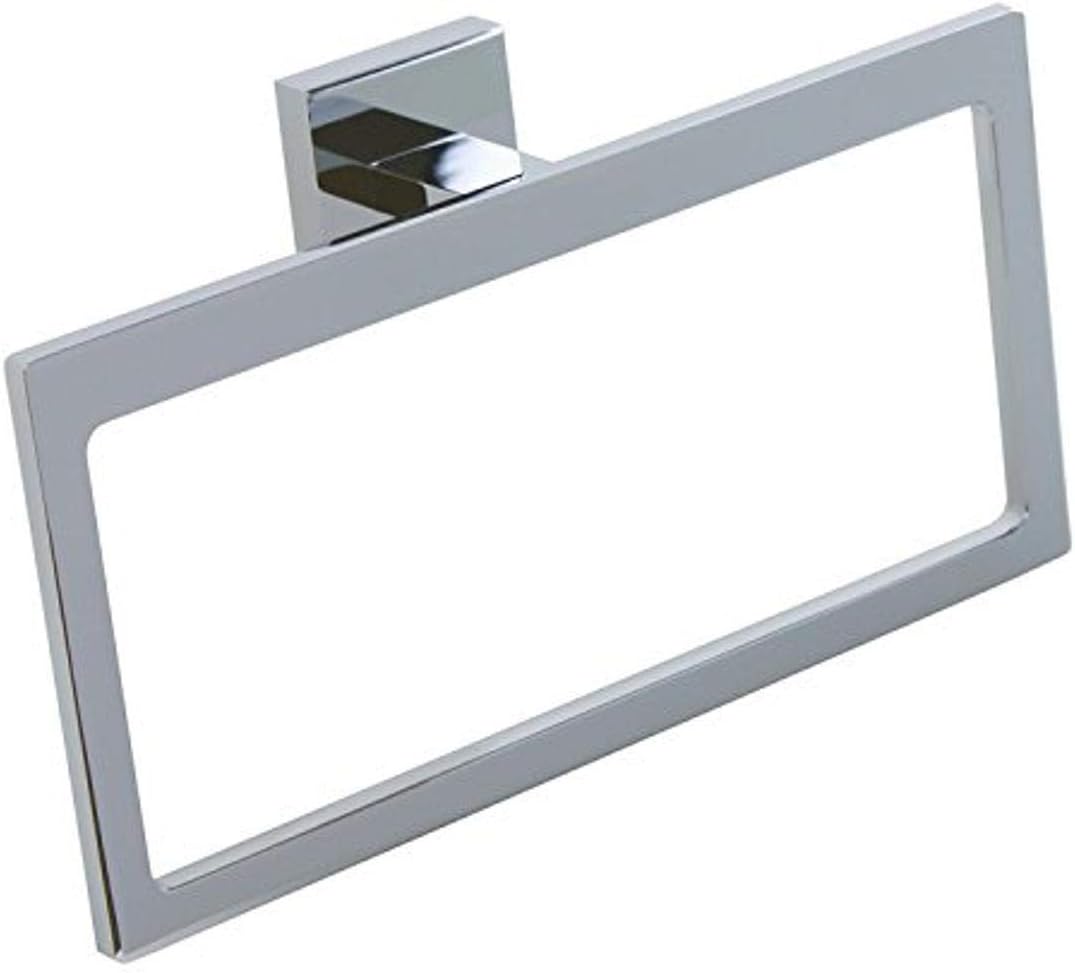 Gedy A070-13 Elba Modern Rectangular and Cromall Towel Ring, Chromed Brass