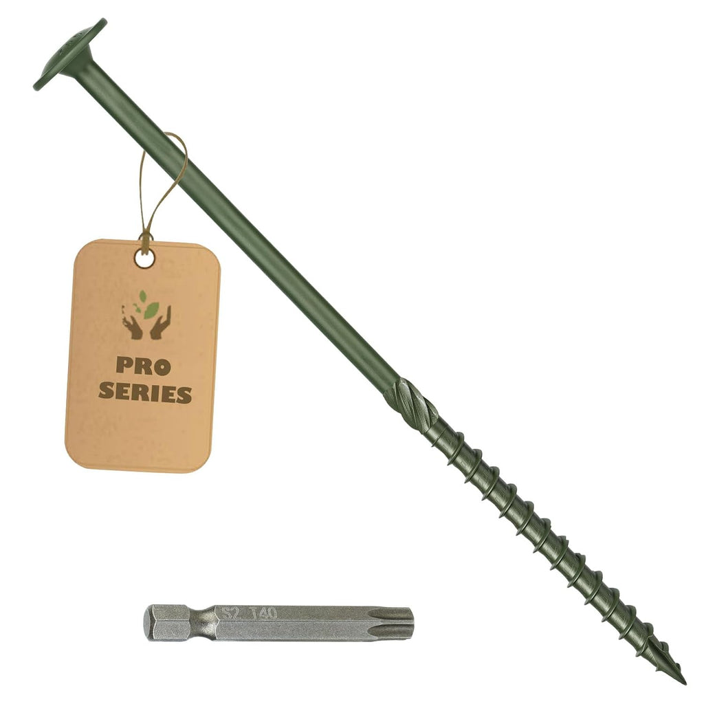 5/16 x 16.5 inch Heavy-Duty Wood Screws, Long Construction Screws for Structural Timber, Exterior Green Coated Rust-Resistant(1500-Hour Tested) Lag Screws for Deck Framing & Fence, Torx Drive 30 PCS