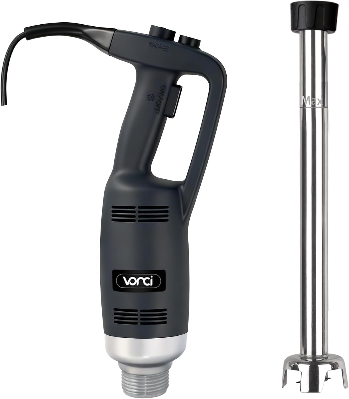 VONCI 500W Commercial Immersion Blender Handheld, 20' 304 Removable Shaft, Heavy Duty Stick Blender with Variable Speed 6000-20000RPM, Long Hand Mixer for Professional Kitchen Use.