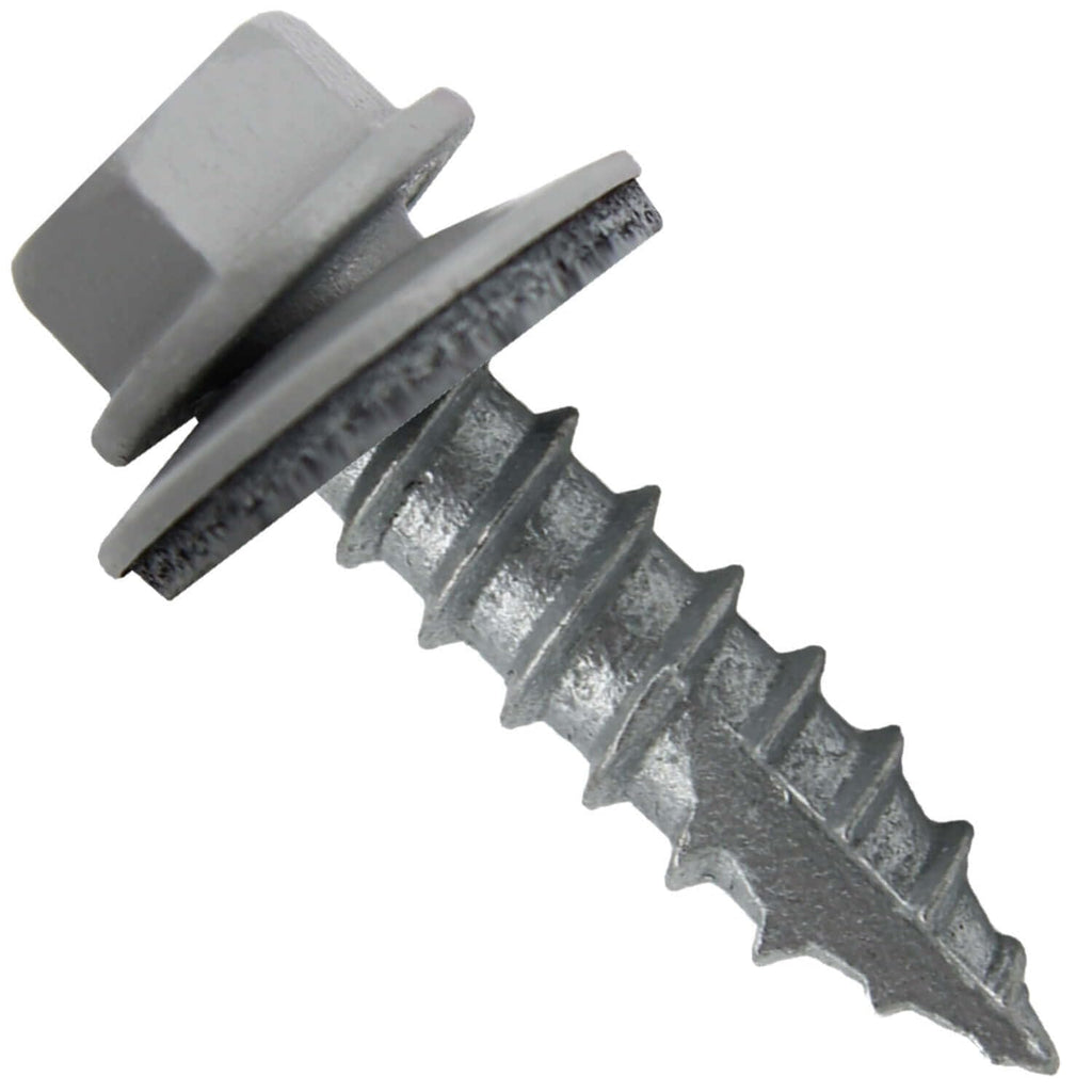 #14 Metal Roofing Screws: (1000) Screws x 1' Old Town Gray Hex Head Sheet Metal Roof Screw. Self Starting/Tapping Metal to woodsheet Metal Screws with EPDM Washer. for Corrugated Roofing