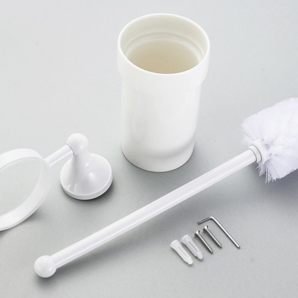 White Bathroom Hardware Accessories Brass Double Bath Towel Bar Toilet Brush Shelf Set WC Paper Roll Holder Shower Soap Dish,Toilet Brush Holder