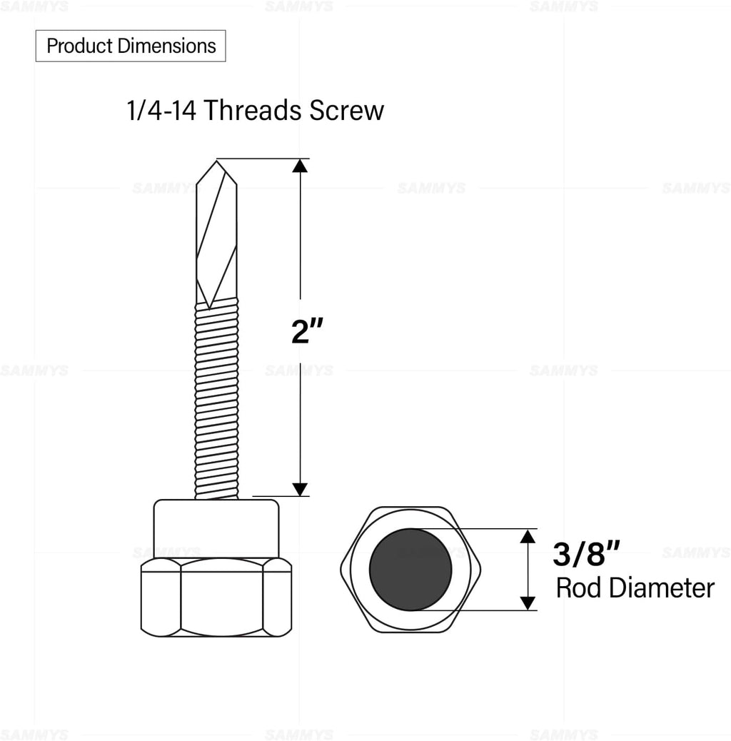 Everflow Sammys 8042957-100 DST 20 3/8 Inch Screw Vertical Threaded Rod Anchor Designed for Steel Structure, Steel with Electro-Zinc, Corrosion Resistance, 1/4-14 x 2 Inch Screw Length - (Pack of 100)
