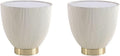 Manhattan Comfort Anderson Modern 18' Round End Table 2.0 | Ceramic Marble Tabletop, Elegant Pleated Leatherette Design & Gold Stainless Steel Base, Fully Assembled Accent Furniture, Set of 2, Cream