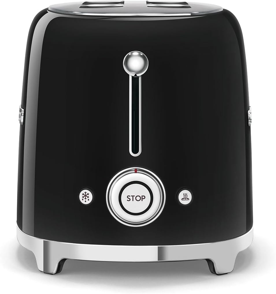 SMEG 2 Slice Toaster with 6 Presets and Defrost Function and Removable Crumb Tray (Black)