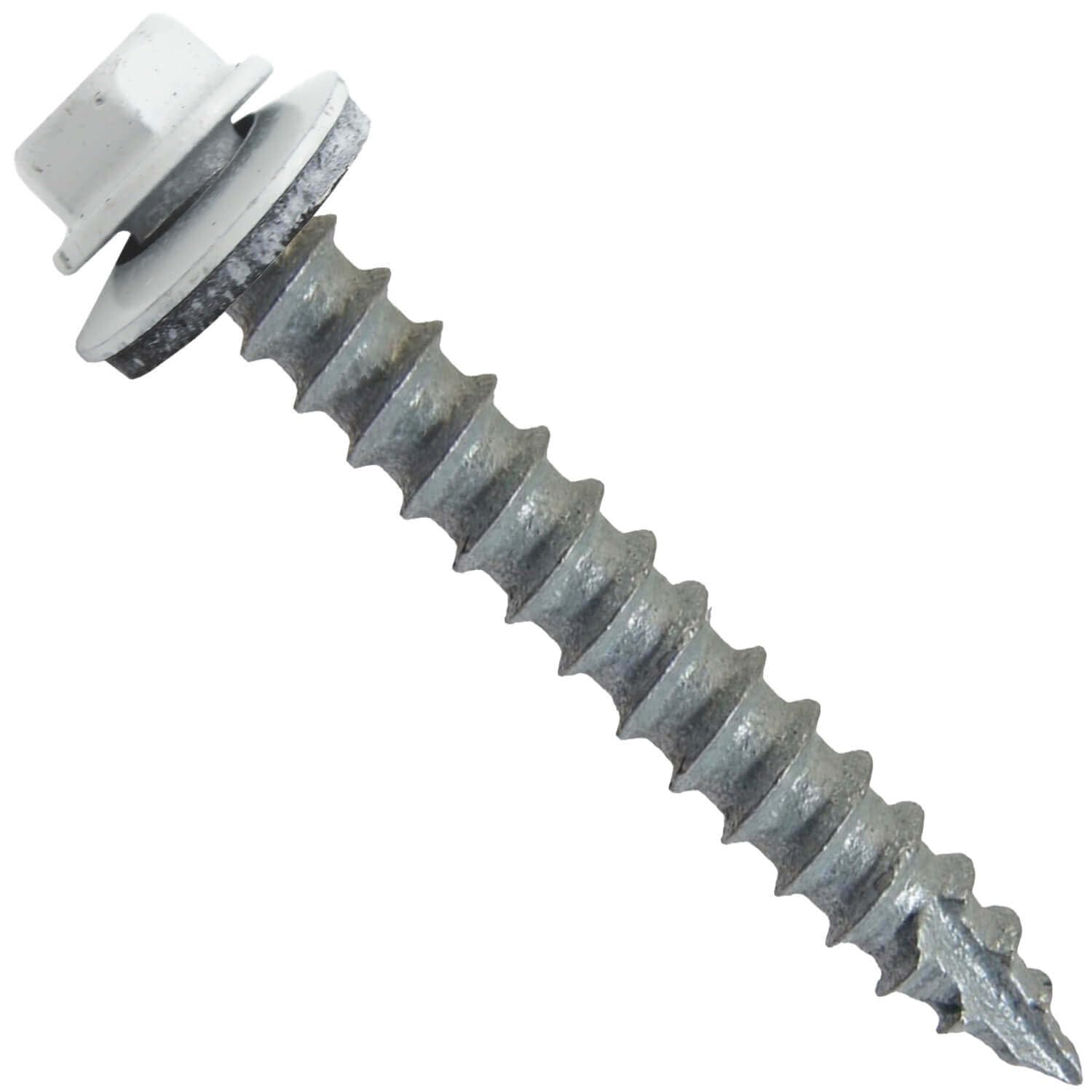 #14 Metal Roofing Screws: (500) Screws x 2' Brite White Hex Head Sheet Metal Roof Screw. Self Starting/Tapping Metal to Wood Sheet Metal siding Screws - EPDM Washer. for Corrugated Roofing