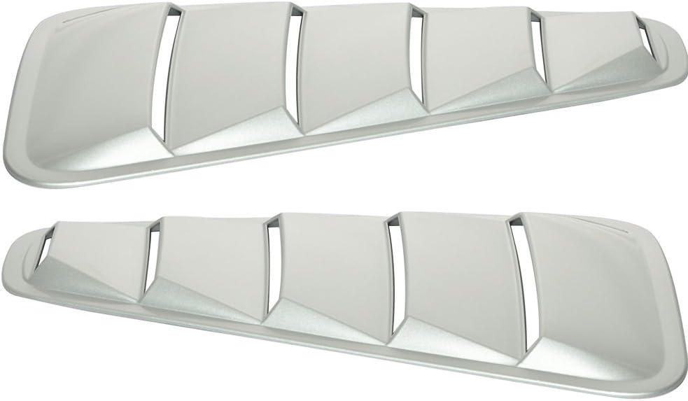 Pre Painted Window Delete Panels Compatible with 2005-2009 Ford Mustang V6, Factory Style Satin Silver Metallic #TL ABS Plastic Sun Rain Shade Guard Wind Vent Air Deflector by IKON MOTORSPORTS, 2006
