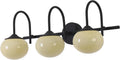 BOKT Black Bathroom Vanity Light Bathroom Wall Lights Over Mirror Farmhouse Globe Wall Sconce Lighting Vintage Cream Yellow Glass Shade Vanity Light E26 Base Restroom Lighting Fixtures