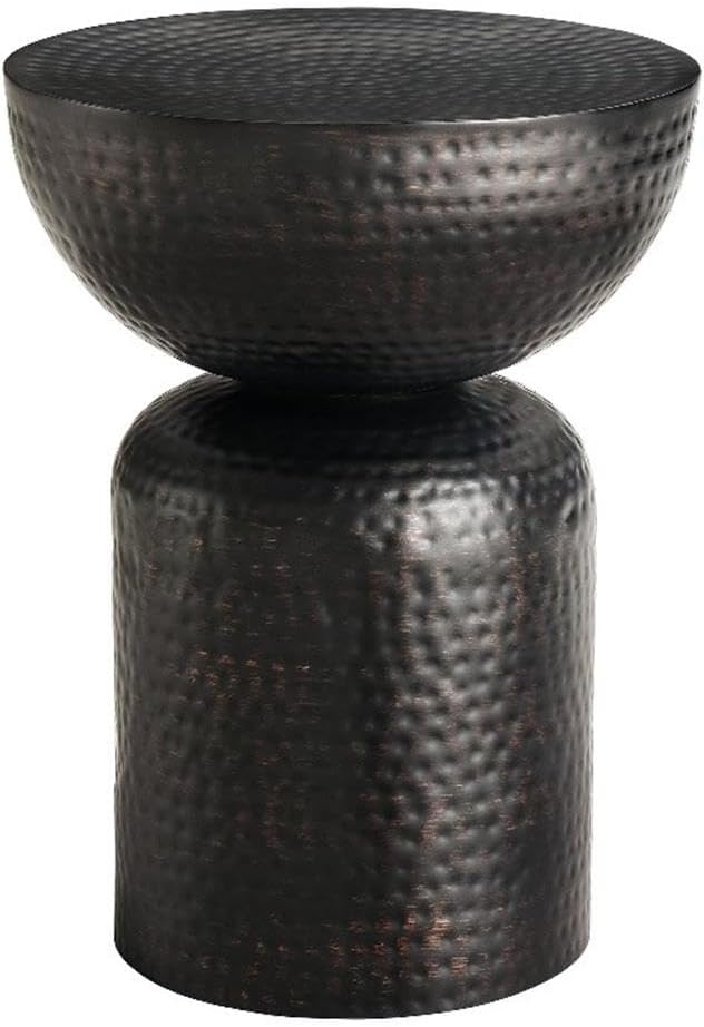 Modway Mella Metal Hammered Side Table in Black - Accent End Table for Living Room, Bedroom, Hallway