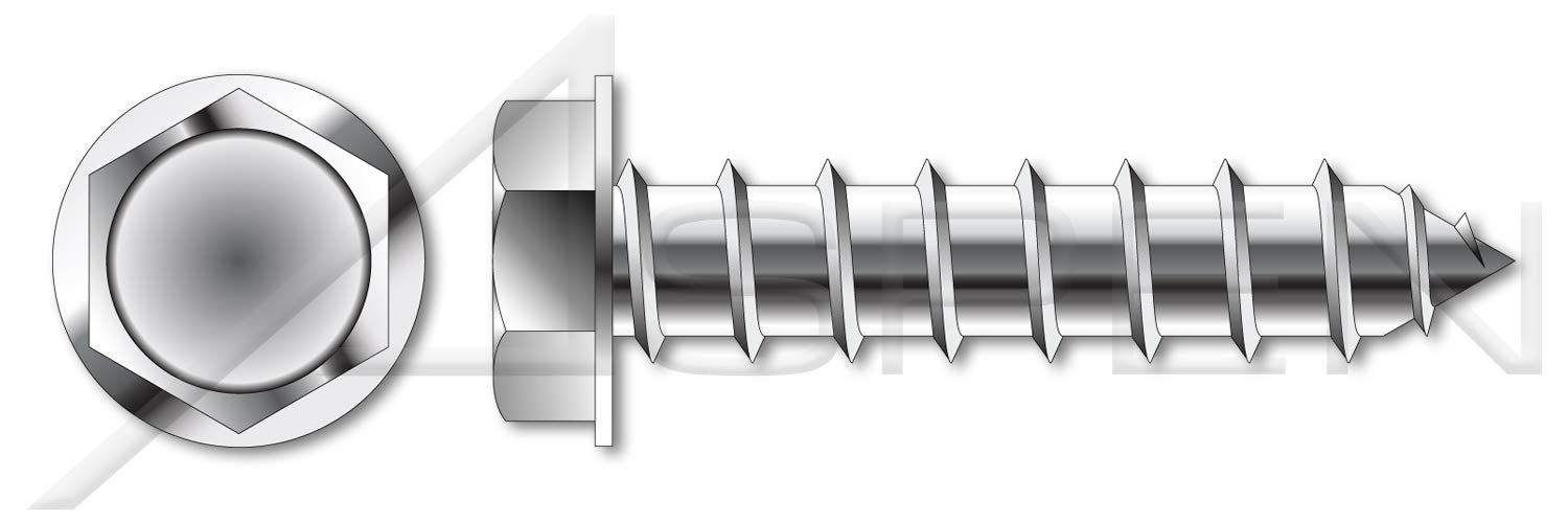 (450 pcs) #14-10 X 2, Self-Tapping Sheet Metal Screws, Type A, Hex Indented Washer Head, Stainless Steel