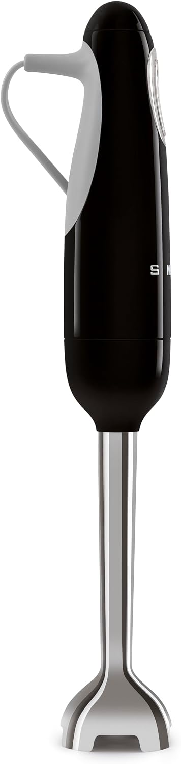 SMEG Handheld Immersion Blender 5 Speeds with Turbo Boost Stainless Steel Blades Nonslip Ergonomic Handle HBF11BLUS Black