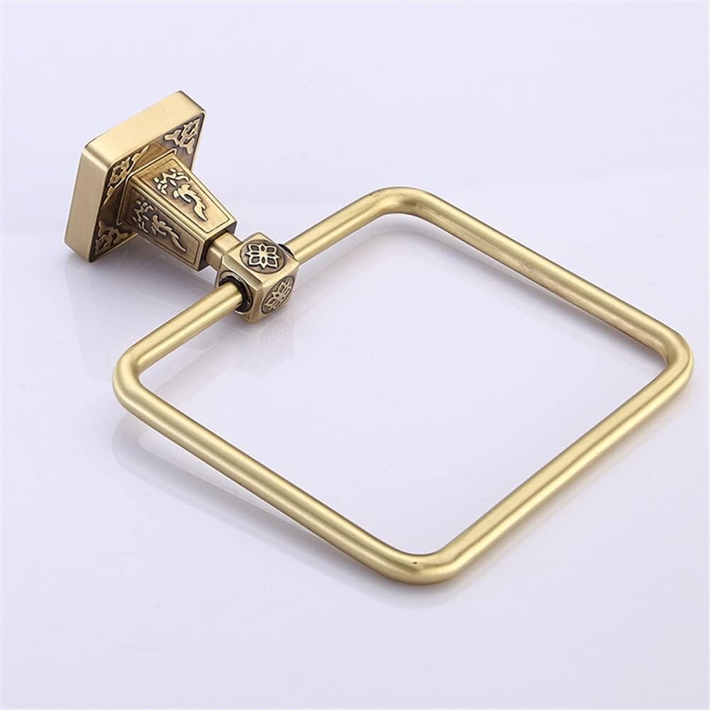 Bathroom Bath Towel Holder, Hand Towel Ring, 1PC Brass Towel Ring, European Style Antique Square Towel Rack Pendant Carved Towel Rack Hangers, Accessories Wall Moun