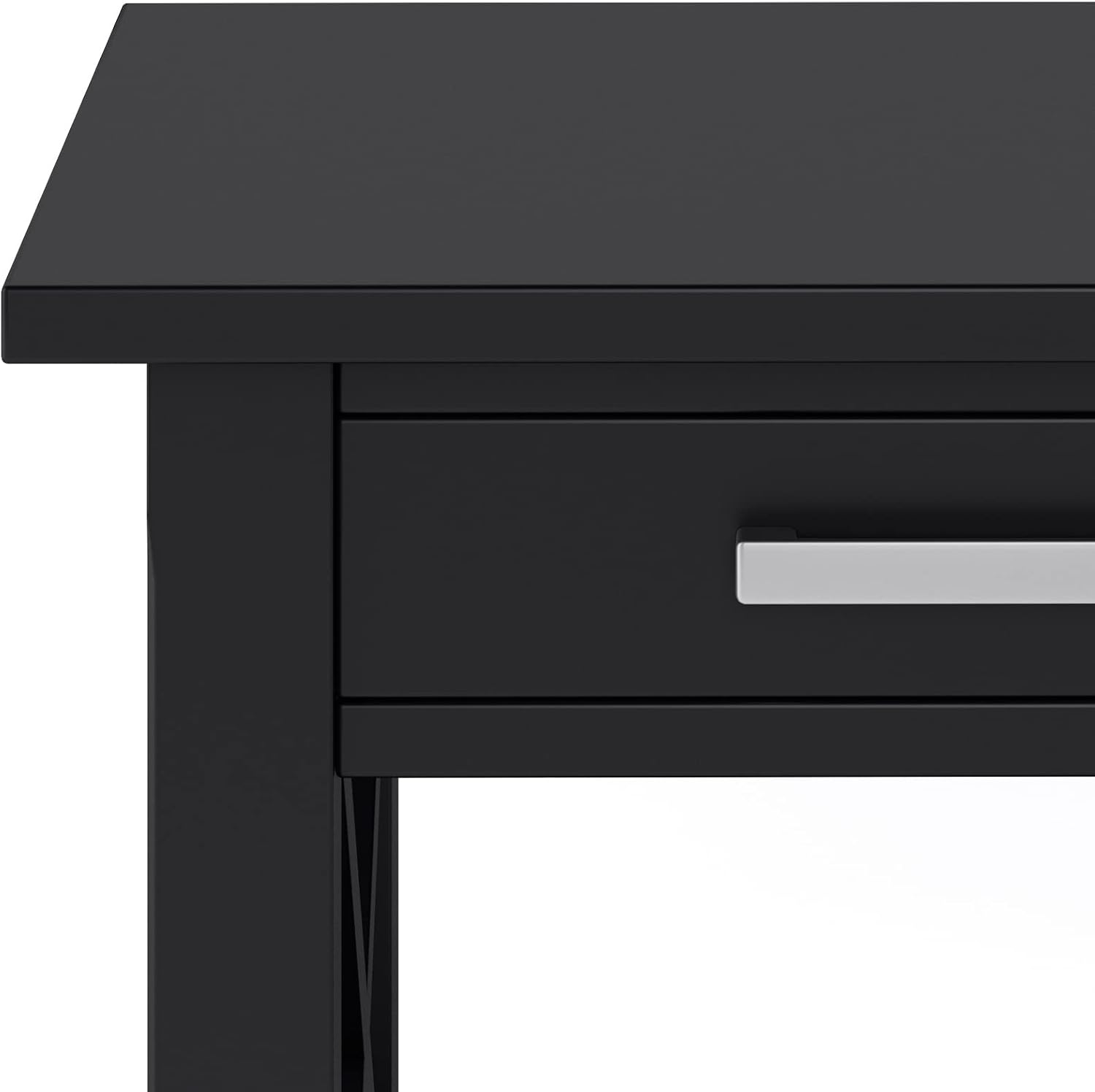SIMPLIHOME Kitchener End Table - 21 inch Wide Solid Wood Square Accent Table with Drawer and Open Shelf in Black, Contemporary Nightstand or Lamp Stand with X-Design for Living Room or Bedroom