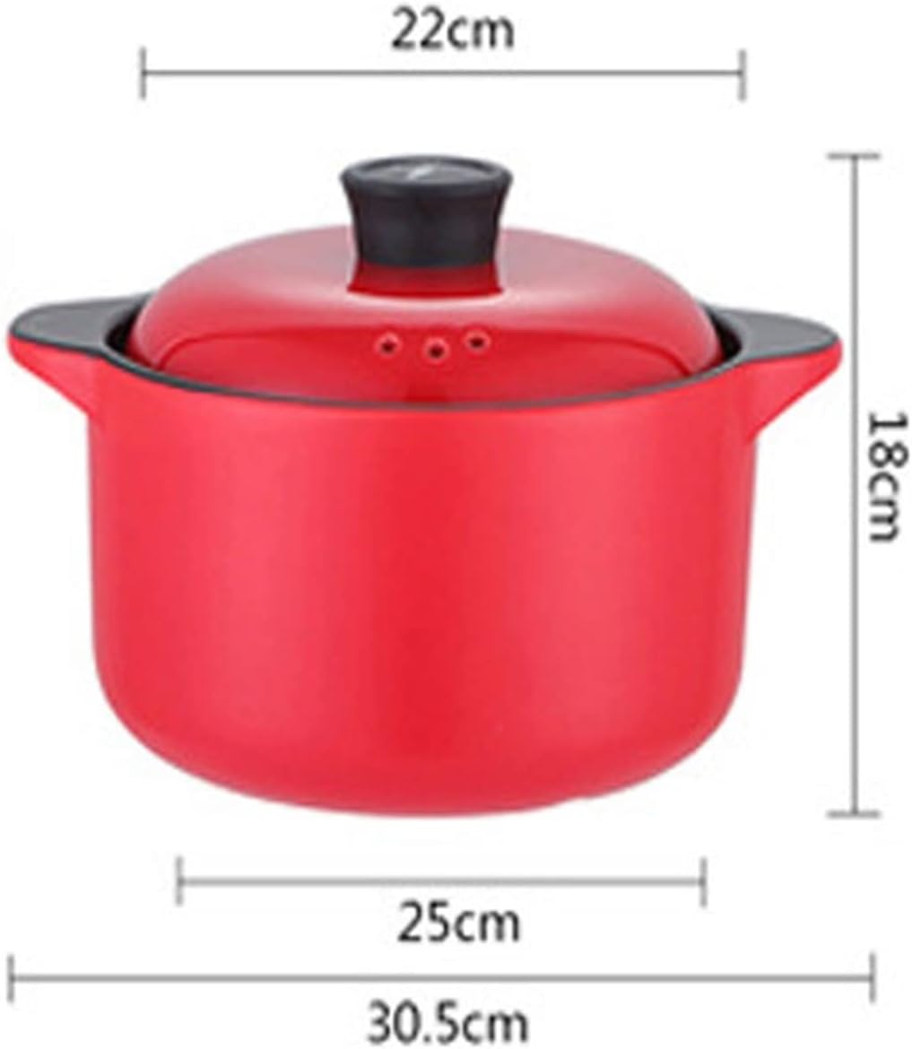 Stockpots Ceramic Casserole Red Round Cooking Soup Pot Household Kitchen Appliance Frying Pan