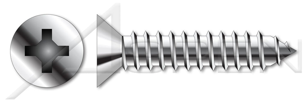 (1000 pcs) #10-16 X 2, Self-Tapping Sheet Metal Screws, Type AB, Flat Phillips Drive, Stainless Steel