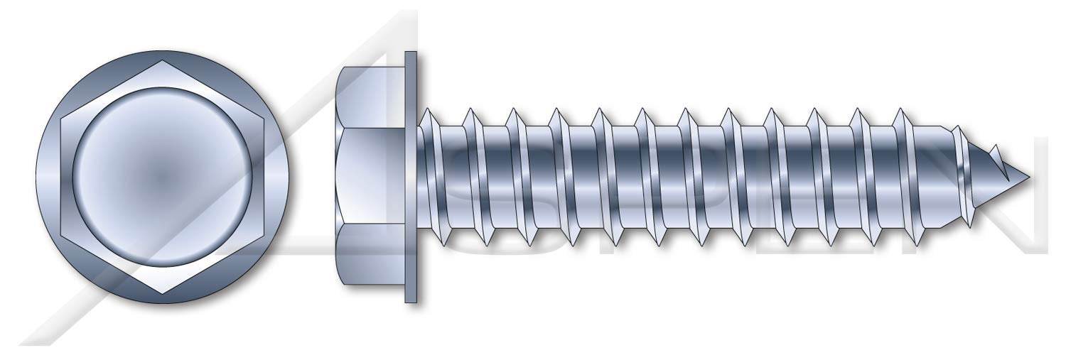 (3000 pcs) #10 X 2, Self-Tapping Sheet Metal Screws, Type AB, Hex Indented Washer Head, Steel, Zinc Plated