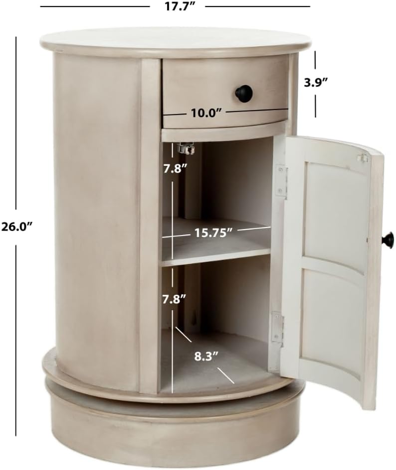 SAFAVIEH Furniture - Tabitha 1-Drawer Accent Table - Vintage Grey - Solid Wood - Farmhouse Storage Design - Ideal for Living Room, Entryway, 17.7'W x 17.7'D x 26'H - Fully Assembled (AMH5712A)