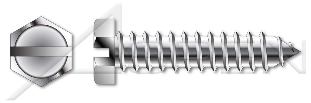 (1000 pcs) #10 X 2, Self-Tapping Sheet Metal Screws, Type AB, Hex Slotted Indented Washer Head, Stainless Steel