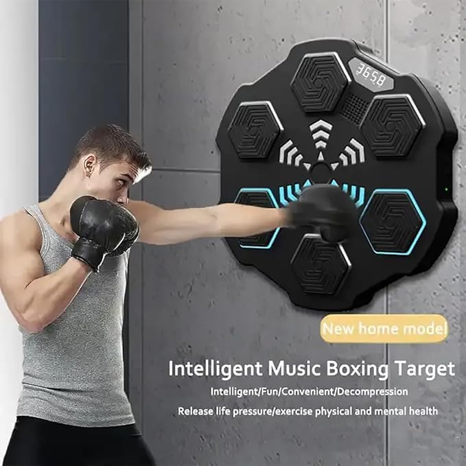 Smart Music Boxing Strike Pads, LED Counter Wall-Mounted Punching Equipment, USB Rechargeable Boxing Trainer for Home Fitness